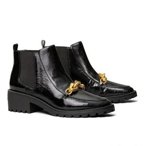 Tory Burch 45mm Jessa Lug Sole Chelsea Boot Patent Leather